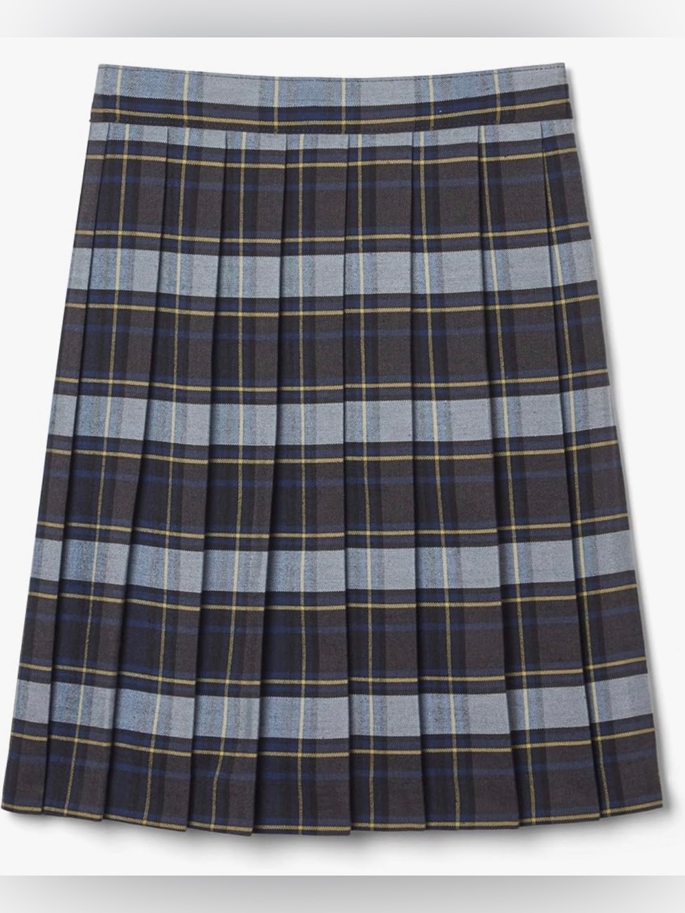 French Toast Girls Plaid Pleated Adjustable Waist Skirt Blue/Gold